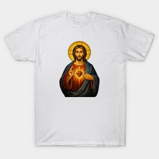 Sacred Heart of Jesus | Devotional Icon | Catholic Mosaic T-Shirt